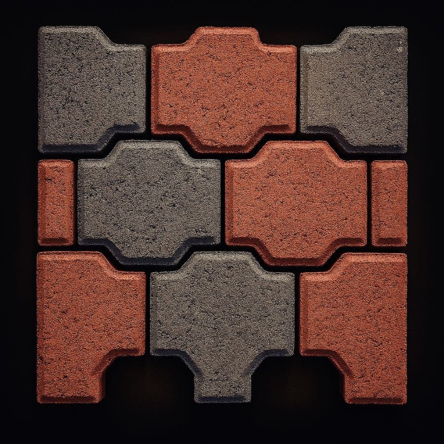 Adoquín interlock gris y terracota (cantera)