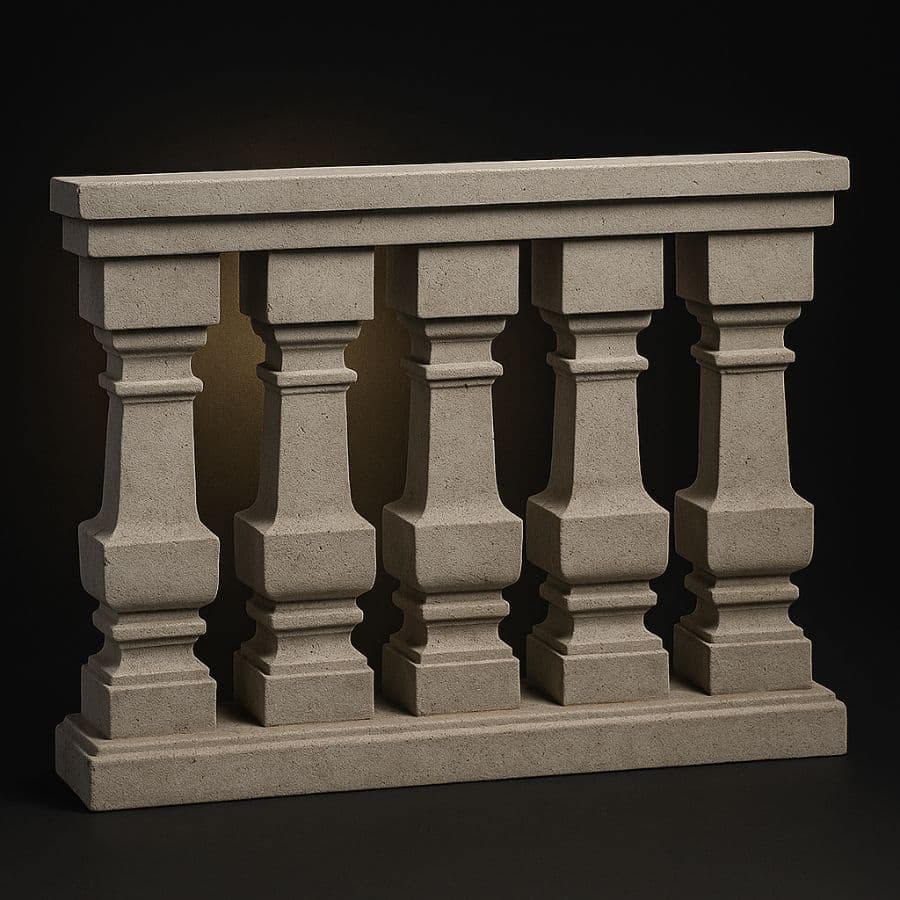 Módulo de barandal con balastros cuadrados de cantera