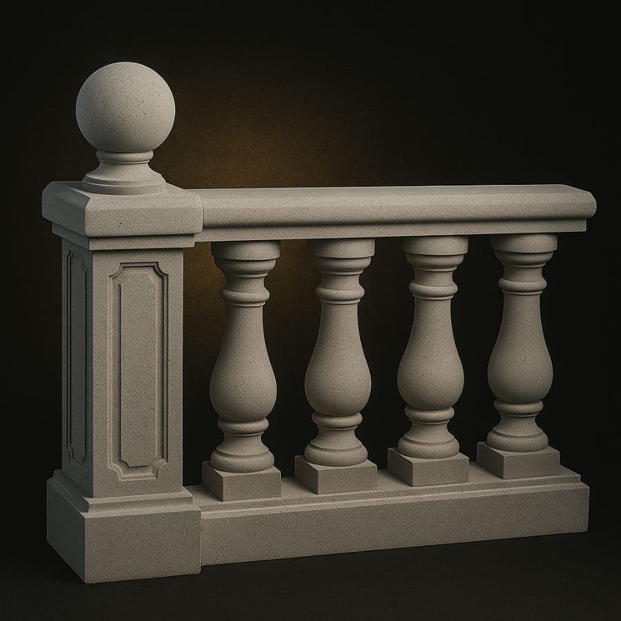 Módulo de barandal con poste rematado en esfera