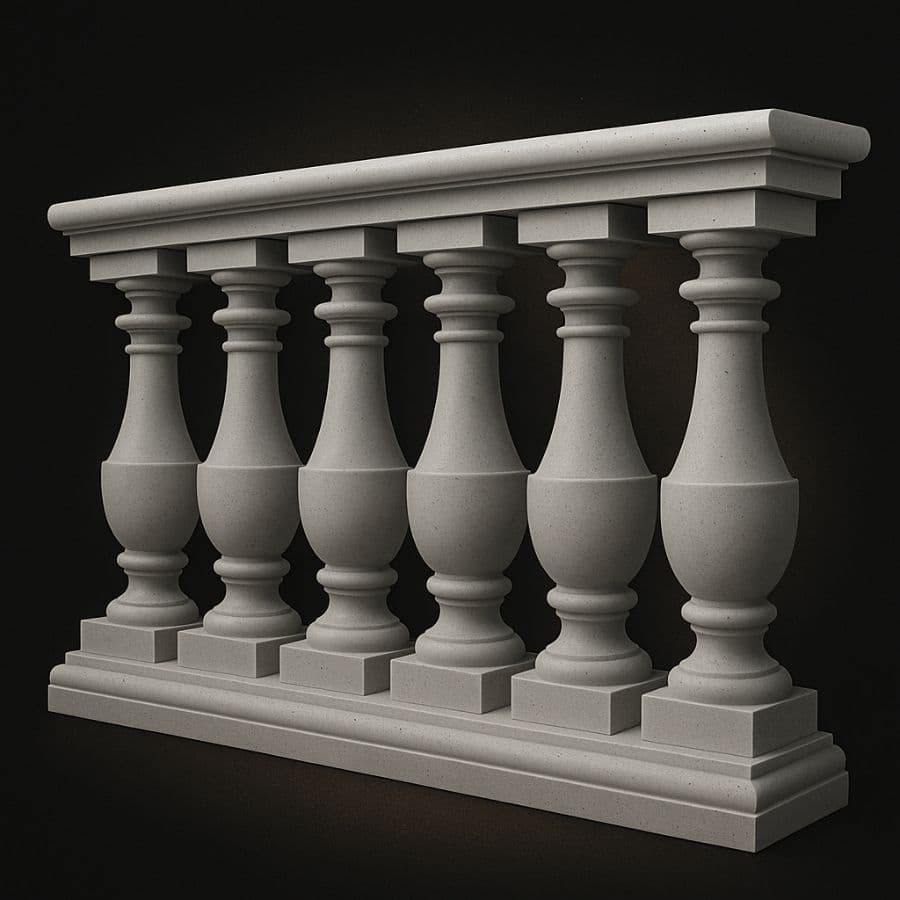 Módulo de barandal 6 balastros torneados con pasamanos redondeado