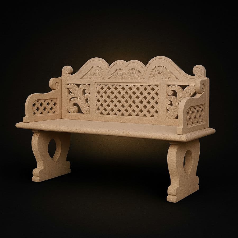 Banca calada con motivos florales — Cantera clara