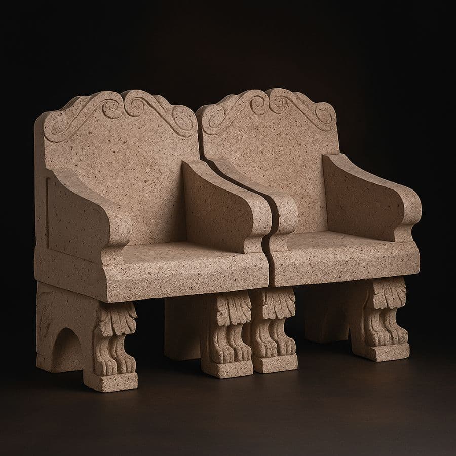 Banca doble de cantera tallada