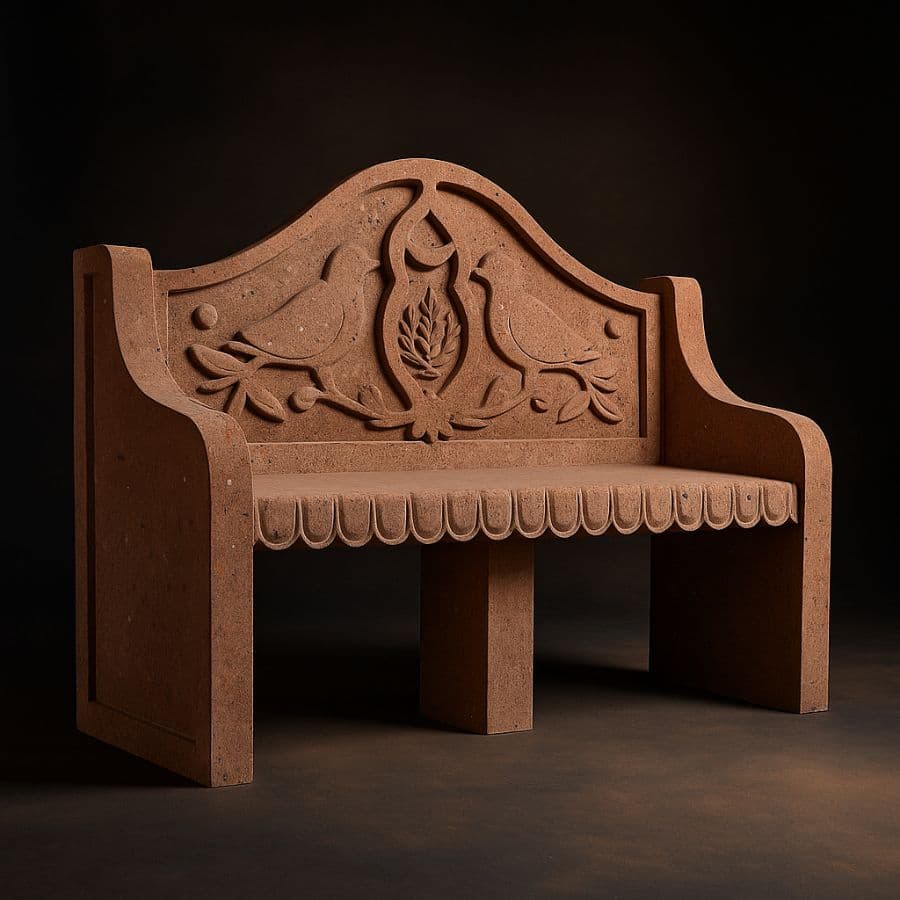 Banca floral tallada — Cantera gris