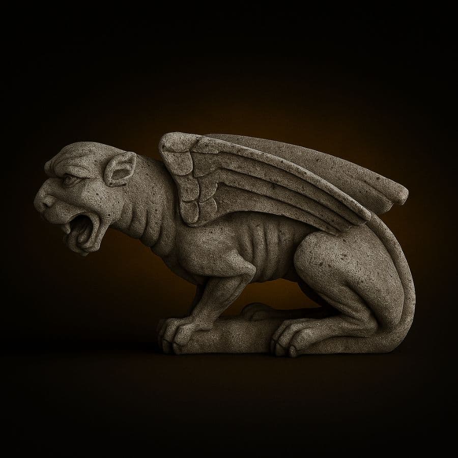 Gárgola gótica de cantera gris