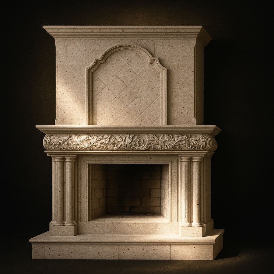 Chimenea neoclásica con pilastras lisas