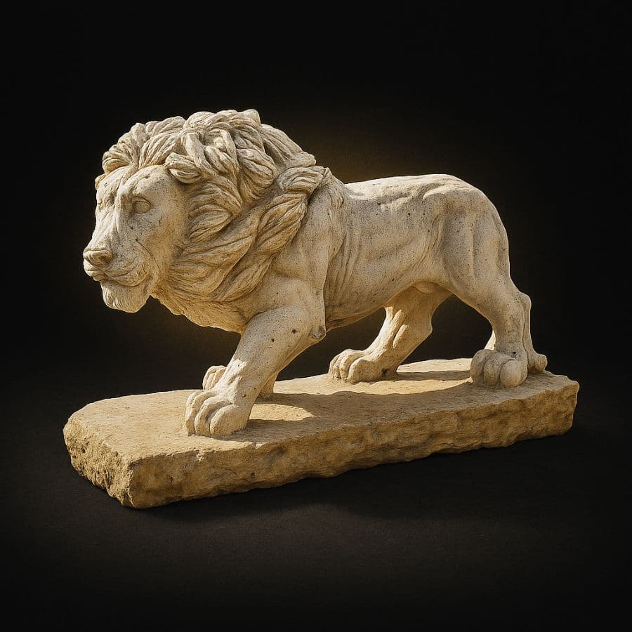 León de cantera en base rústica