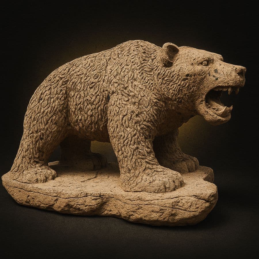 Oso de cantera en base rústica