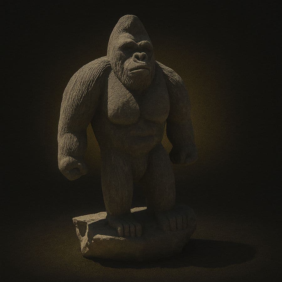 Gorila de cantera en base rústica