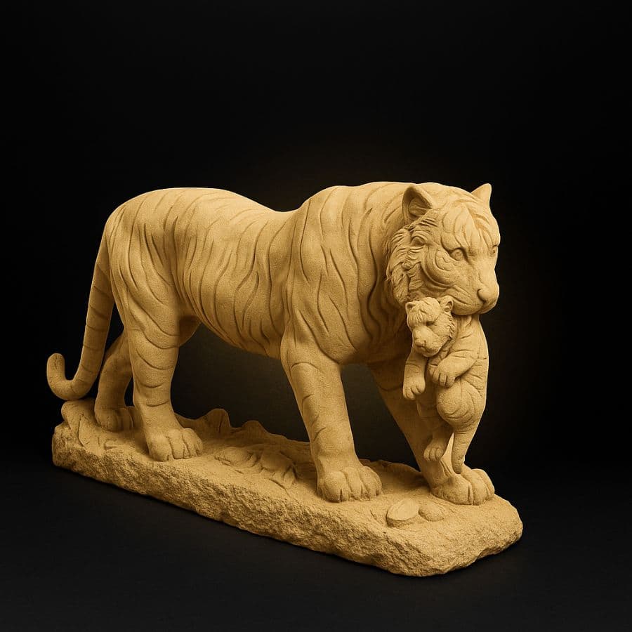 Tigresa con cría en cantera