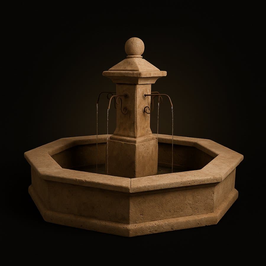 Fuente octagonal — Cantera color arena