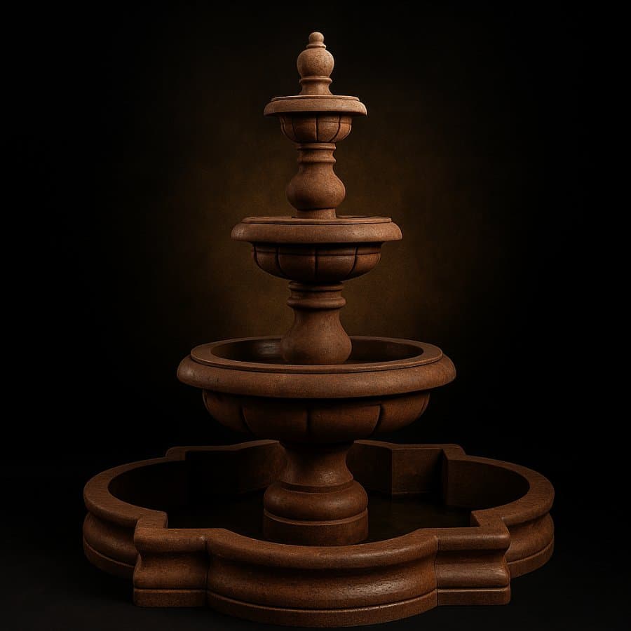 Fuente clásica de tres niveles — Cantera café