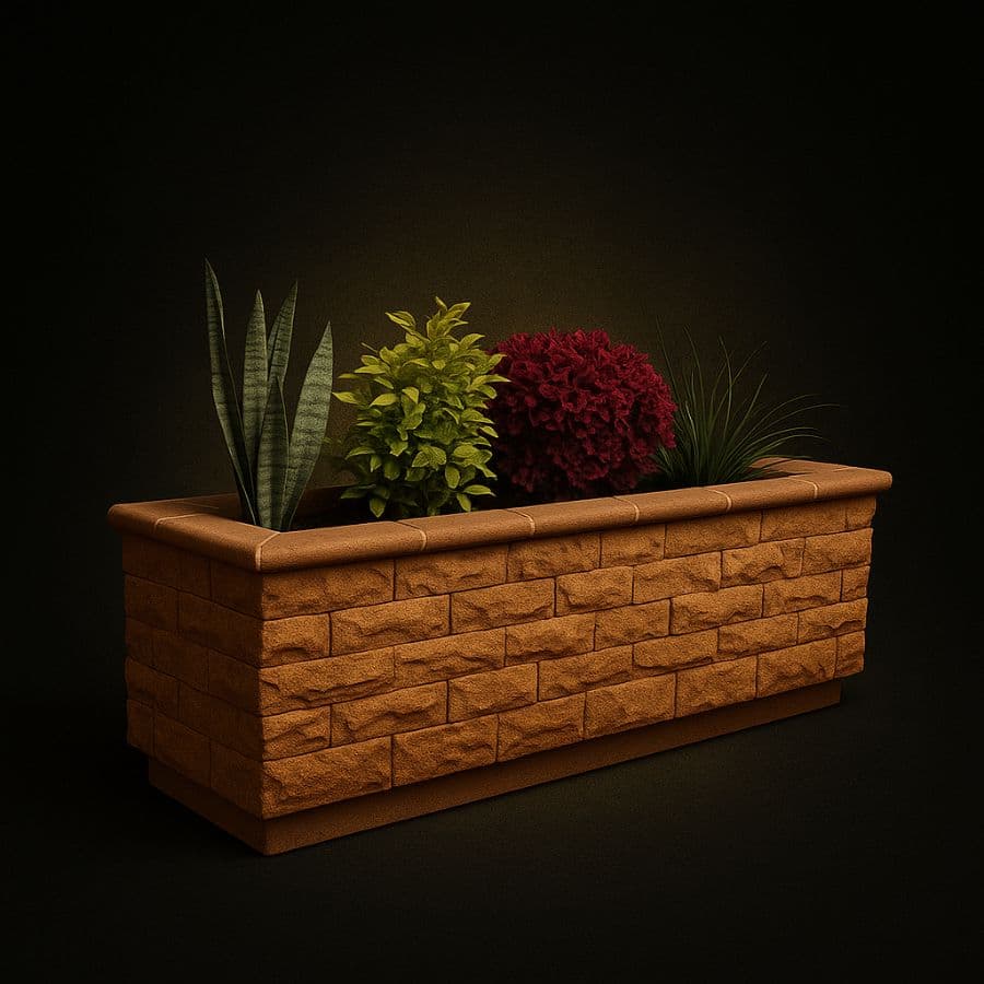 Jardinera rectangular de cantera terracota