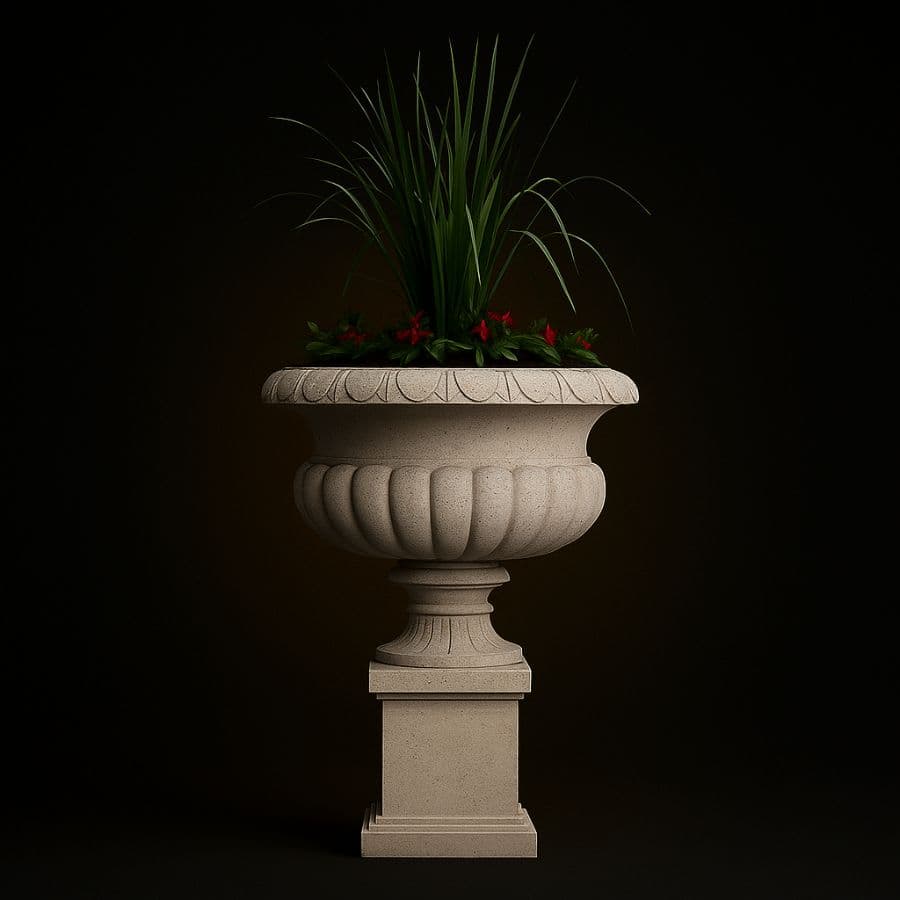 Maceta clásica alta con pedestal