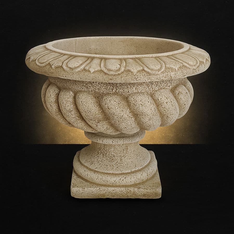 Maceta ornamental clásica de cantera beige
