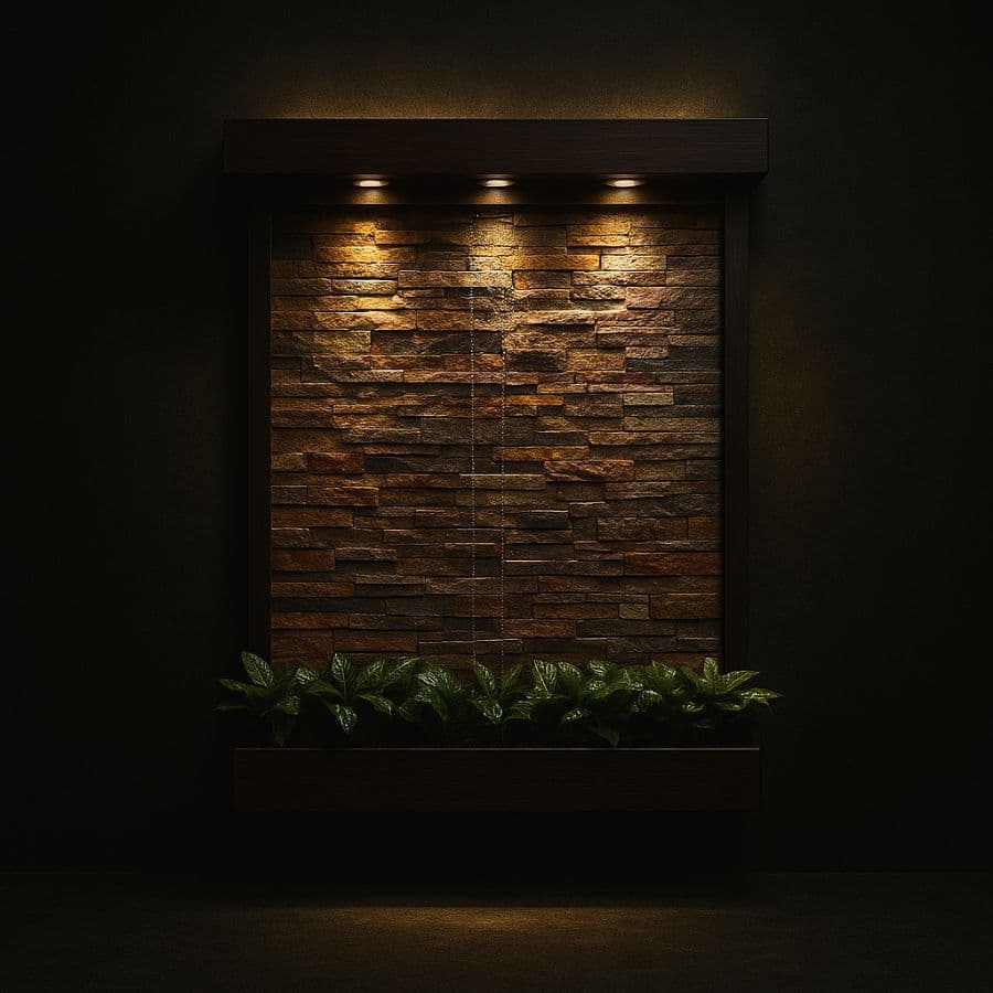 Muro llorón compacto con jardinera inferior y 3 luces