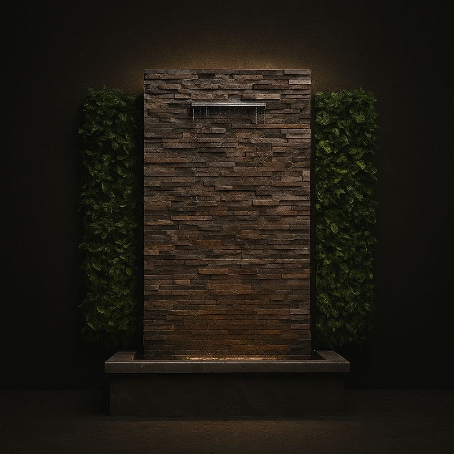 Muro llorón monolito de cantera negra con caída laminar