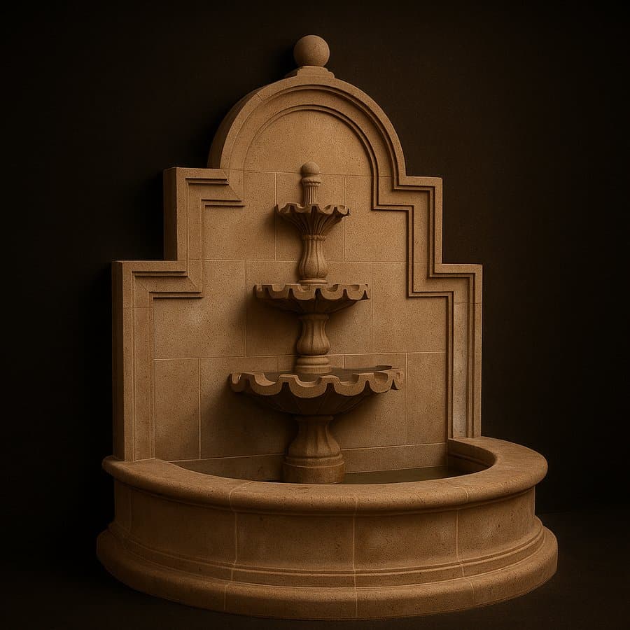 Fuente de pared — Triple nivel (Cantera gris)